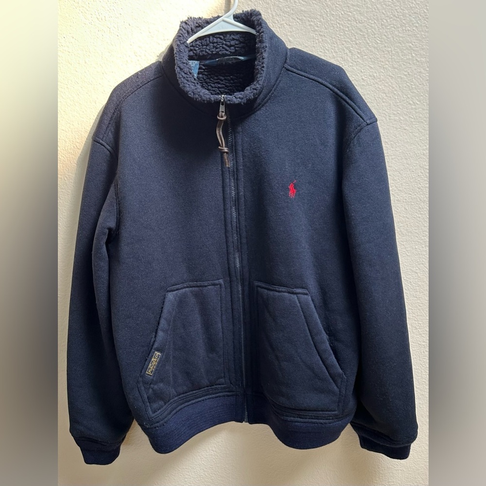 Vintage Polo Ralph Lauren Reverse Deep Pile Fleece Lined Jacket Men’s Sz XL Blue